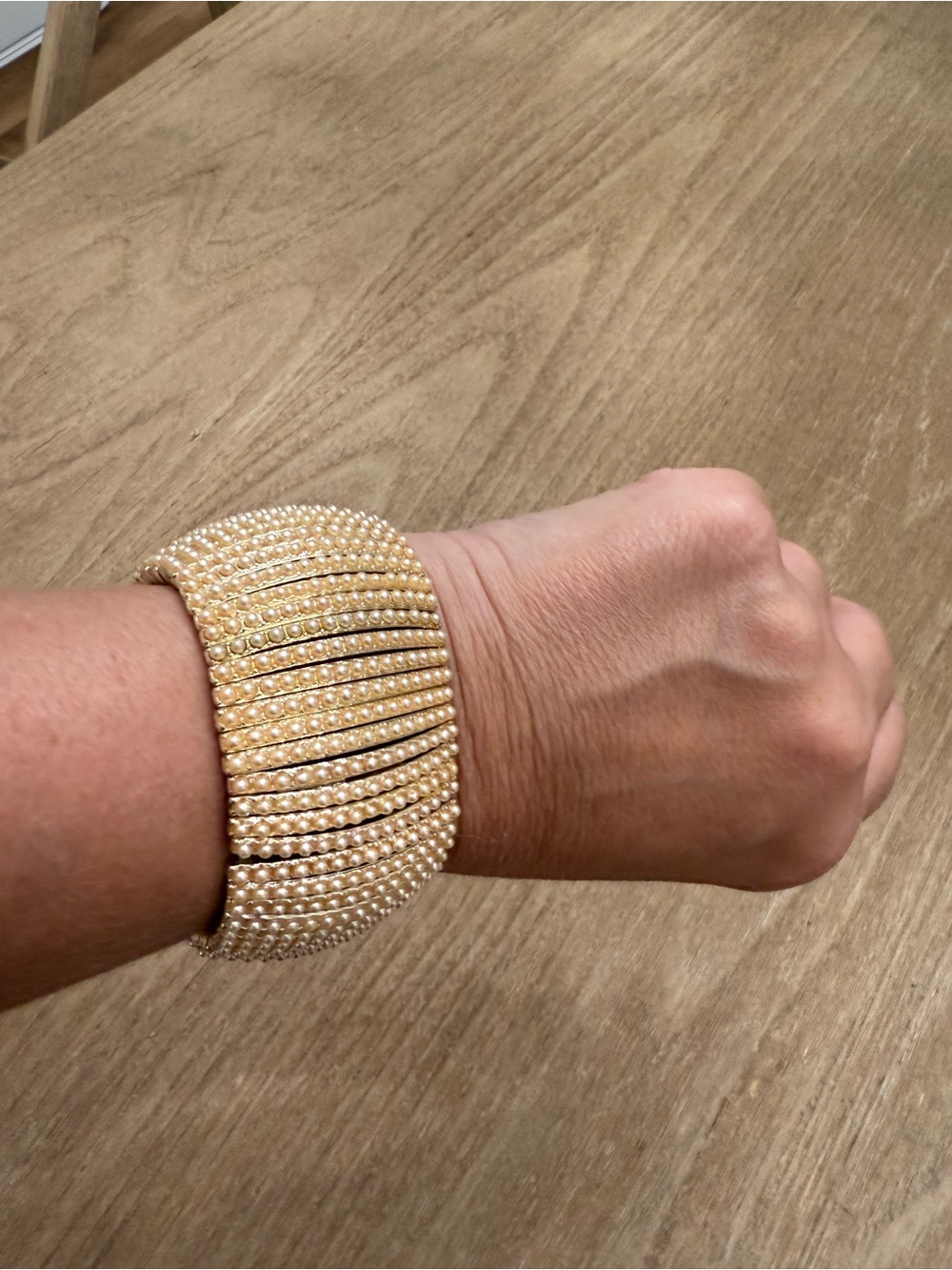 Gold pearl fashion stretch bracelet